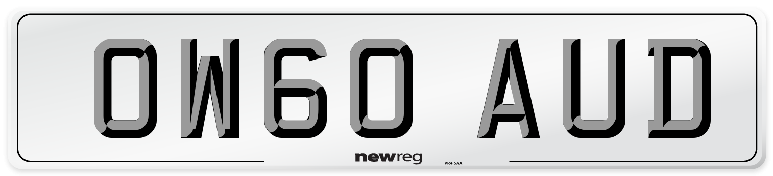 OW60 AUD Number Plate from New Reg